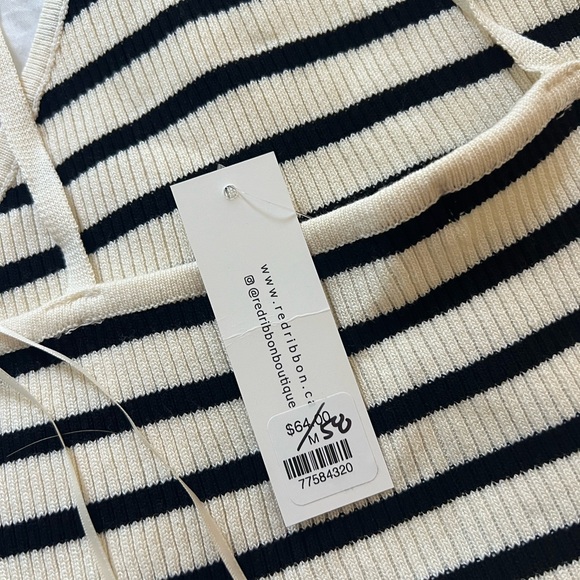 from palmer Striped halter top - Black and Cream - Picture 3 of 4